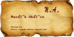 Mazák Akács névjegykártya
